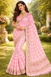 Traditional elegance in a pink saree